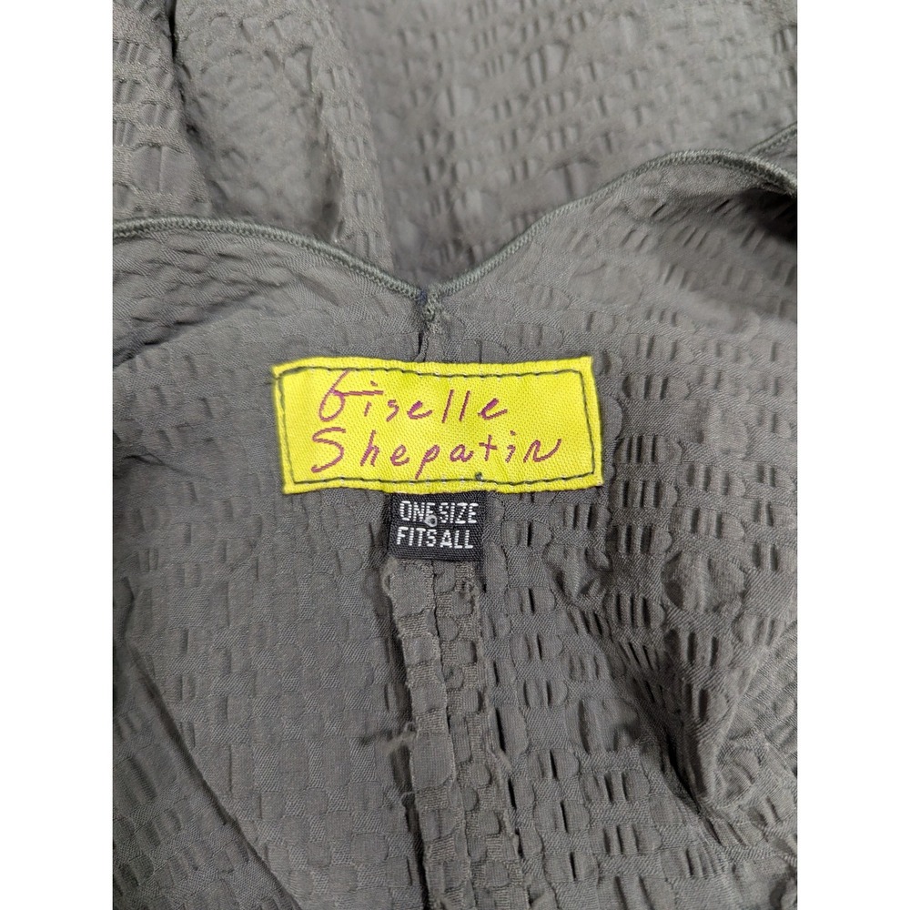 Giselle Shepatin Charcoal Textured V-Neck‎ Sleeveless Duster Vest One Size - Picture 6 of 6